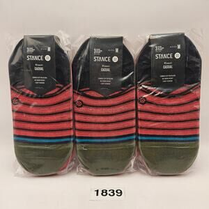 LOT OF 3 - STANCE WOMEN'S MEDIUM 3 PACK NO SHOW SOCKS RED FADE NWT (9 PAIRS)